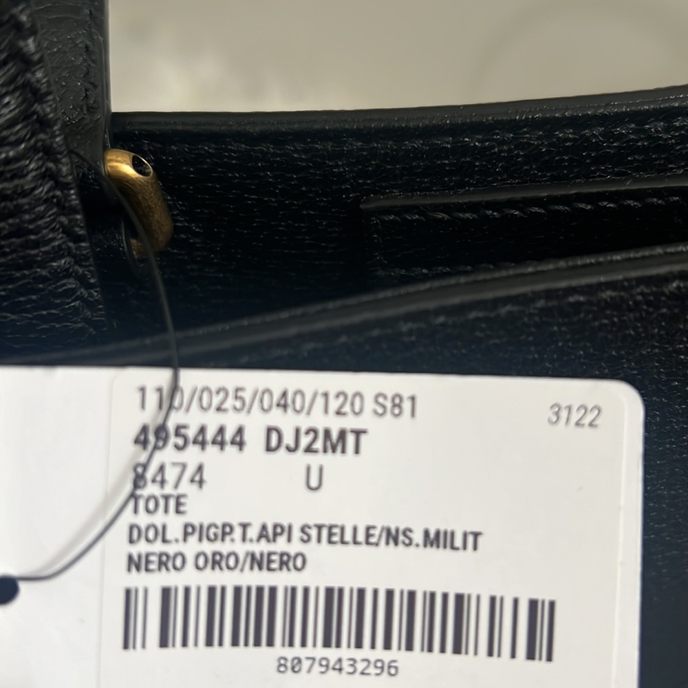 🆕💯% Auth Gucci Leather Bag Black and Gold Leather Bag with Strap 🐝 - Picture 9 of 15